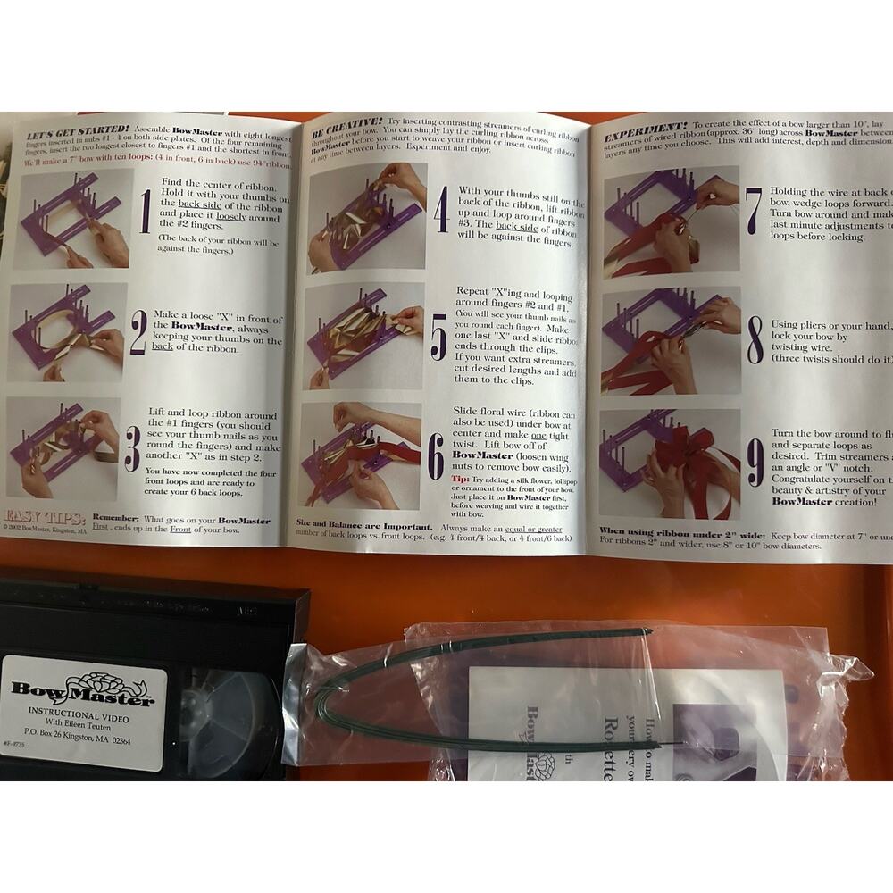 BowMaster Bow Maker Kit w VHS Instruction Video Book Ribbon Tool Craft Set - Picture 2 of 8